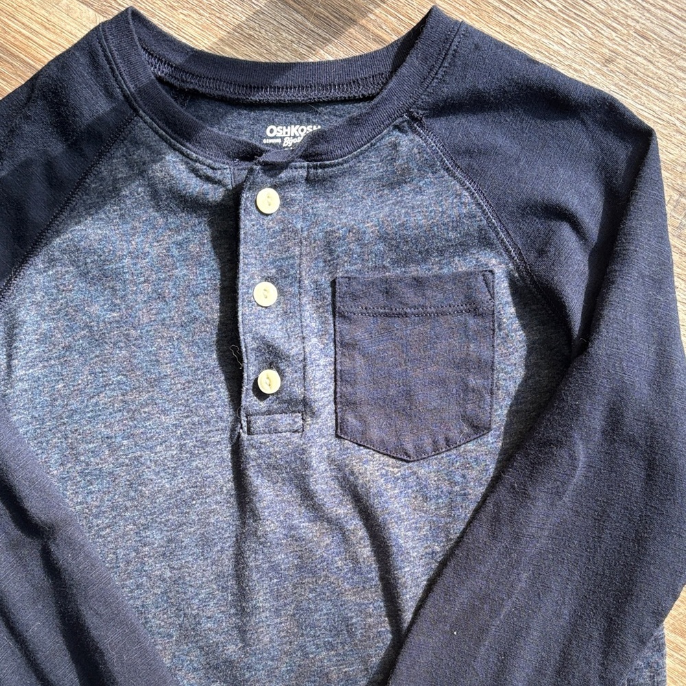 OshKosh B'gosh Dark Blue Long Sleeve Henley - Picture 2 of 4